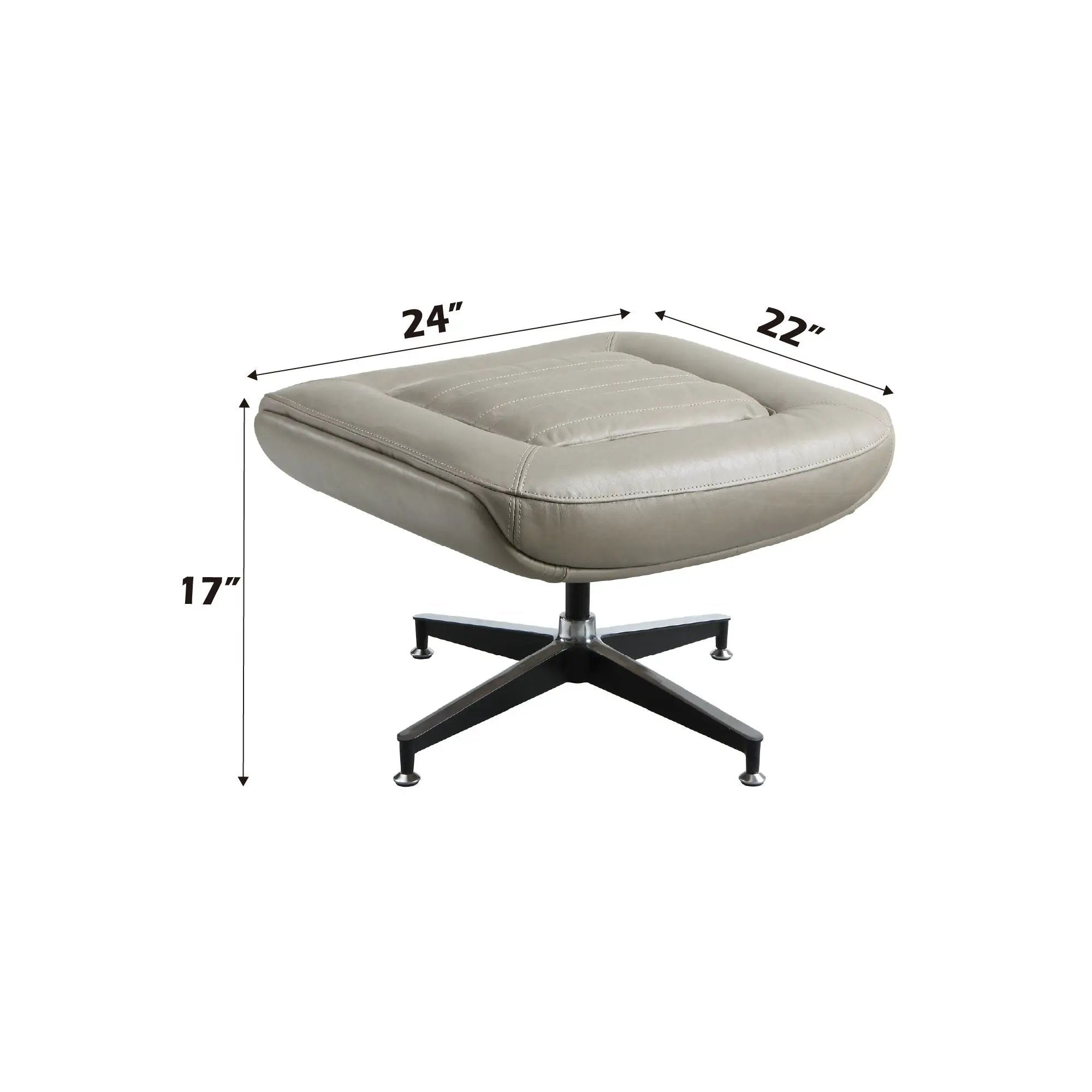 Piran - Twilight Top Grain Leather Accent Chair And Ottoman With Swivel - Gray by Unique Piece Furniture