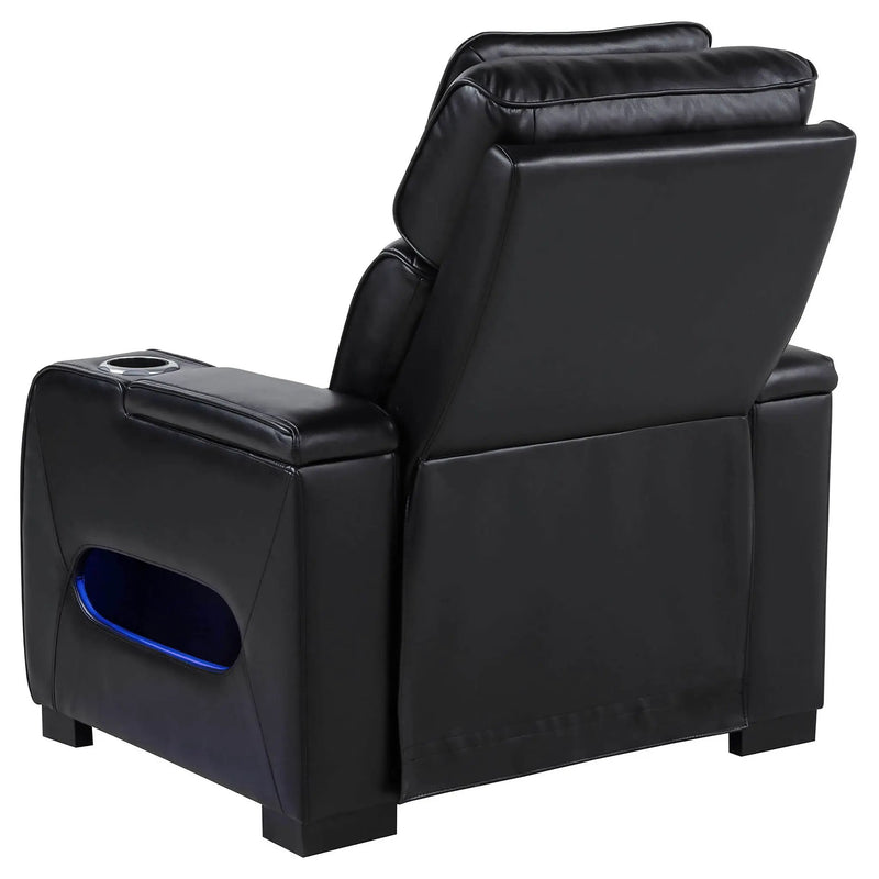 Zuma Faux Leather Upholstered Dual Power LED Recliner Black by Unique Piece Furniture