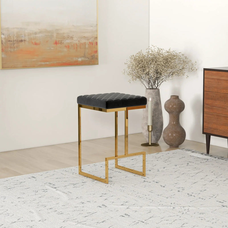 Joel - Upholstered Stool - Black / Gold by HouseOfZazla