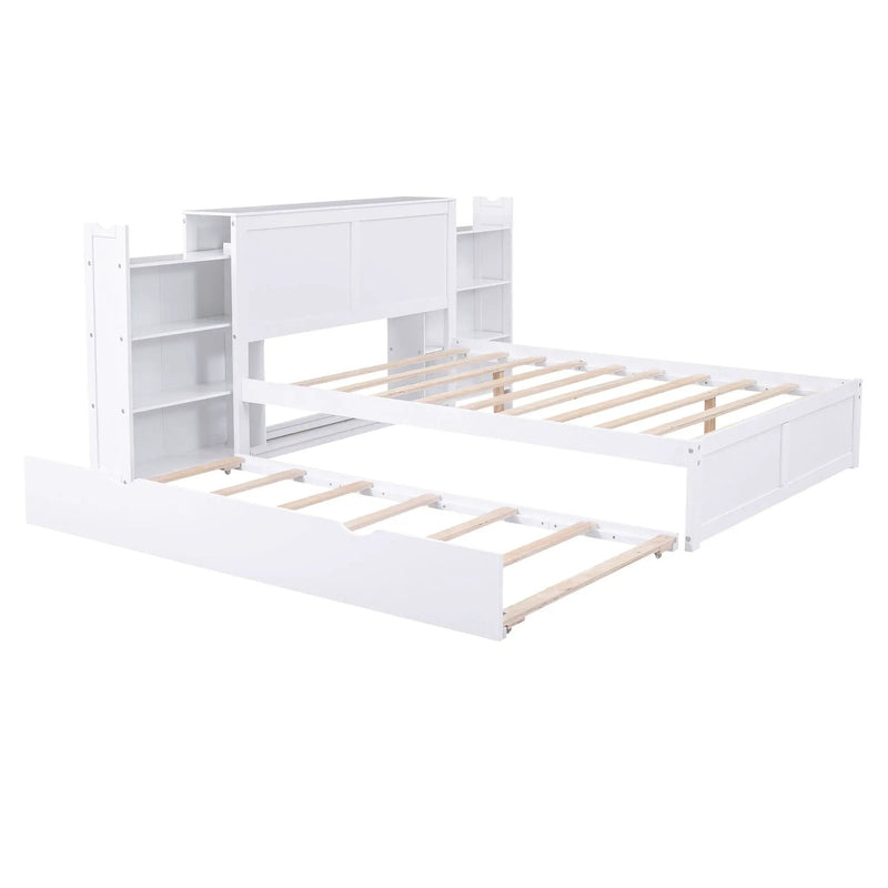 Storage Platform Bed With Pull Out Shelves And Trundle by Unique Piece Furniture