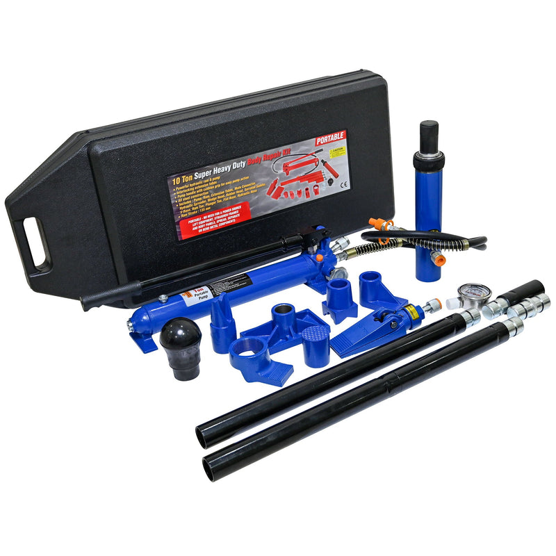 10 Ton Portable Hydraulic Equipment Kit For Metal Work - Black / Blue by HouseOfZazla