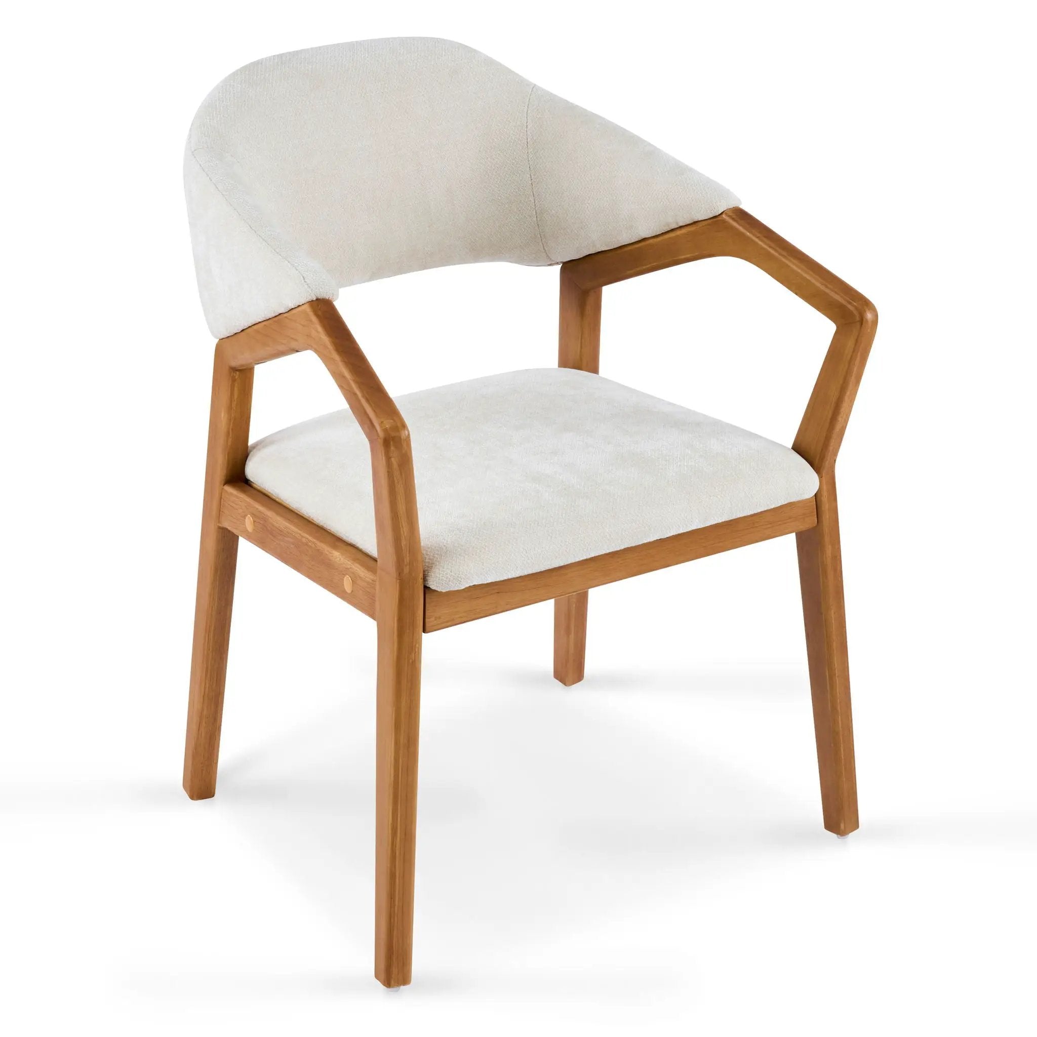 Indoor Upholstered Dining Armchair (Set of 2) - Beige / Teak by HouseOfZazla