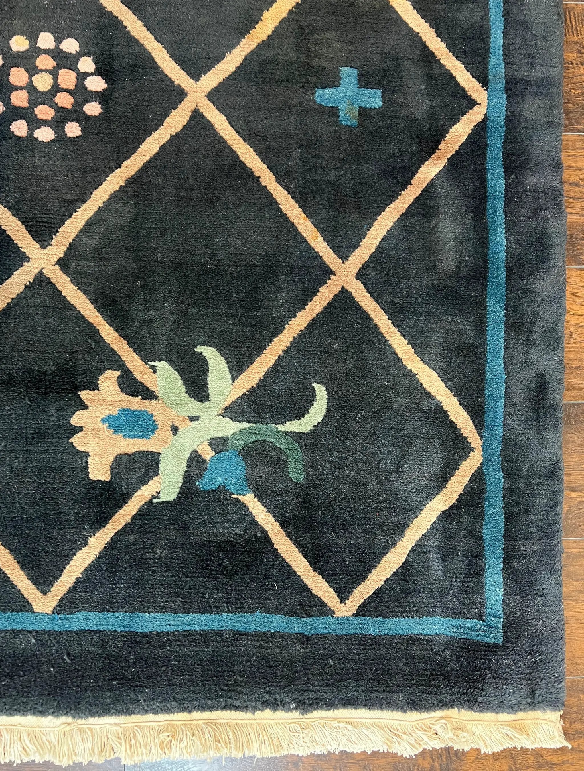 Tibetan Rug 9x12, Hand Knotted Tibet Nepali Contemporary Carpet 9 x 12 ft, Black and Tan, Handmade Area Rug Room Sized, Nepalese Rug by Jewel Rugs