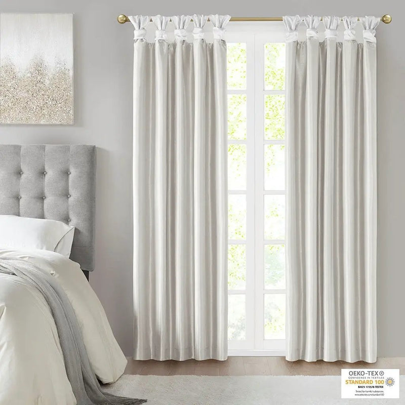 Twist Tab Total Blackout Window Curtain Panel White 50x95 by HouseOfZazla