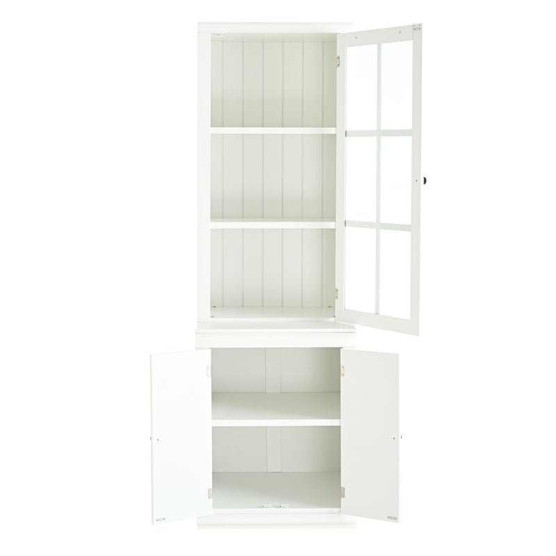 Retro Style Hutch Cabinet With Glass Door, China Cabinet For Home by HouseOfZazla