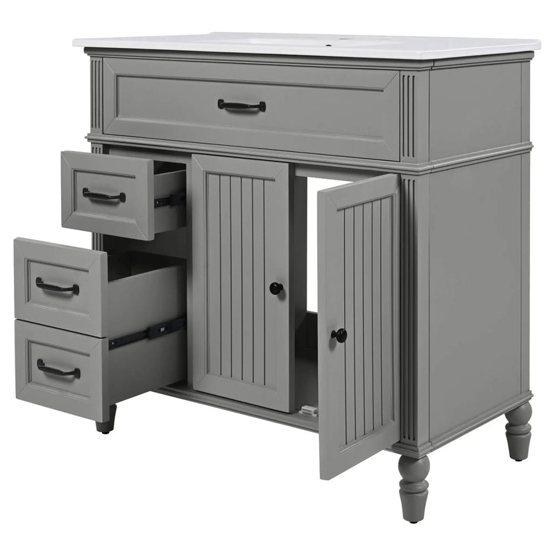 Bathroom Vanity With Sink, Freestanding Cabinet & Drawers by HouseOfZazla