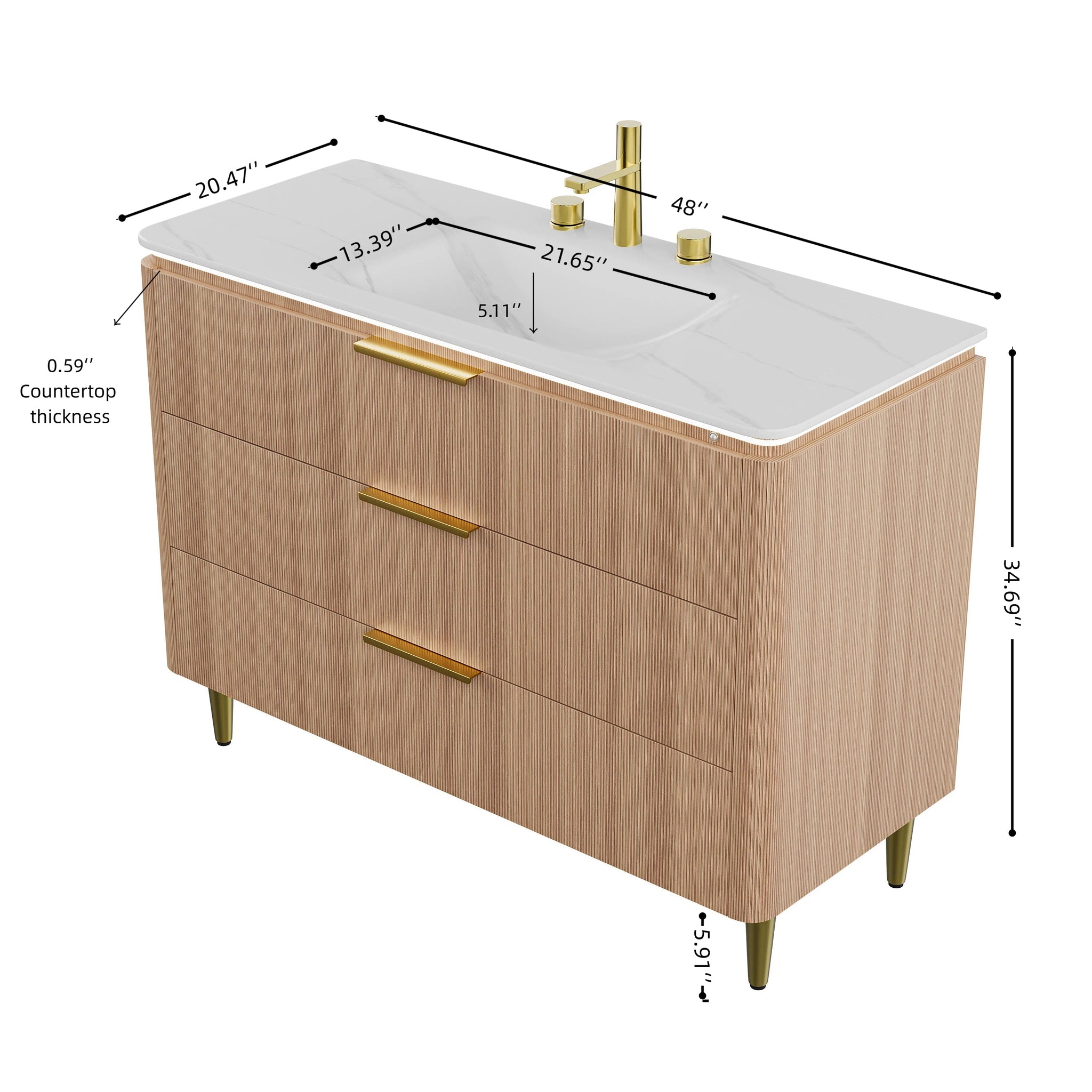 Amara 48'' Bathroom Vanity & Sink with Carrara Finish by HouseOfZazla