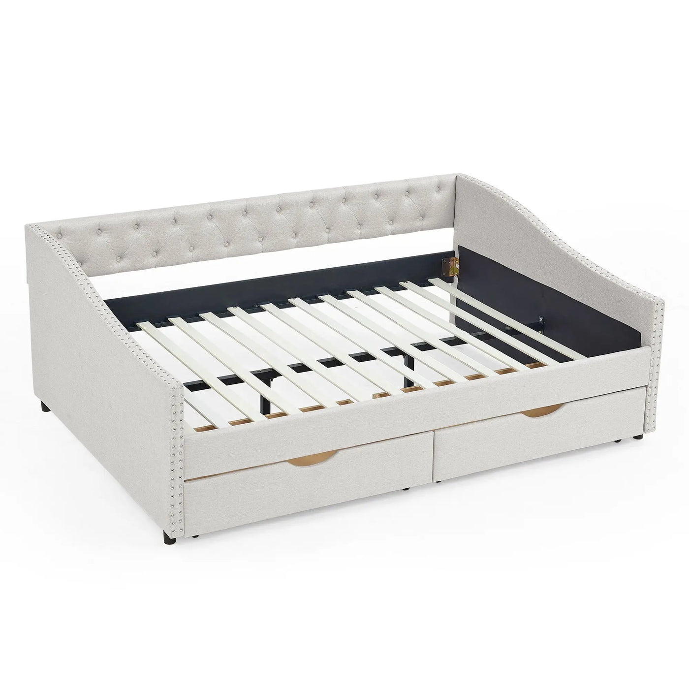 Upholstered Tufted Daybed With Drawers, Waved Arms by Unique Piece Furniture