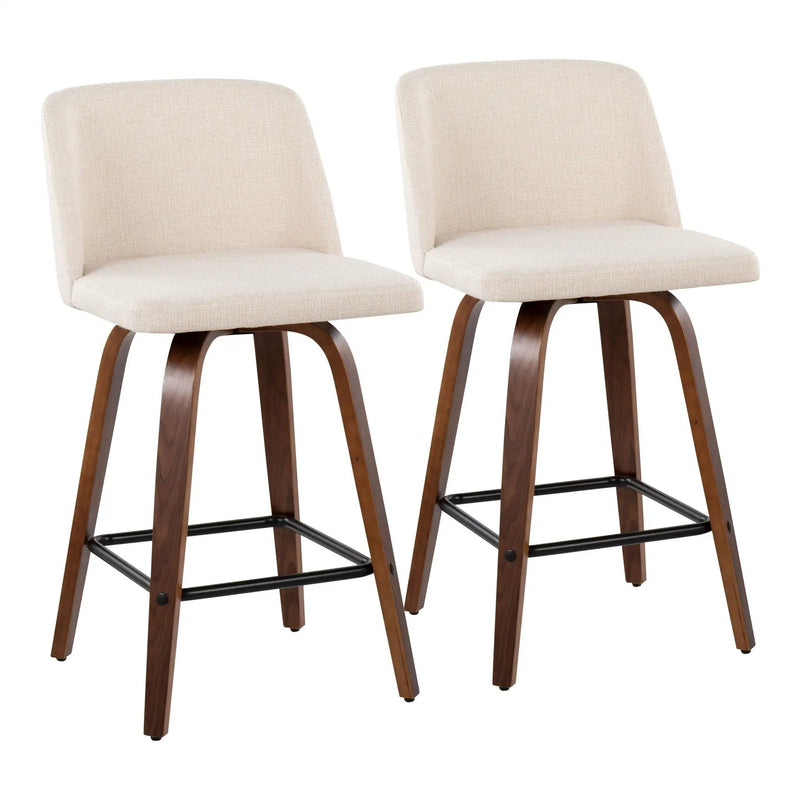 Toriano - Mid Century Modern Fixed Height Counter Stool & Square Footrest (Set of 2) by Unique Piece Furniture
