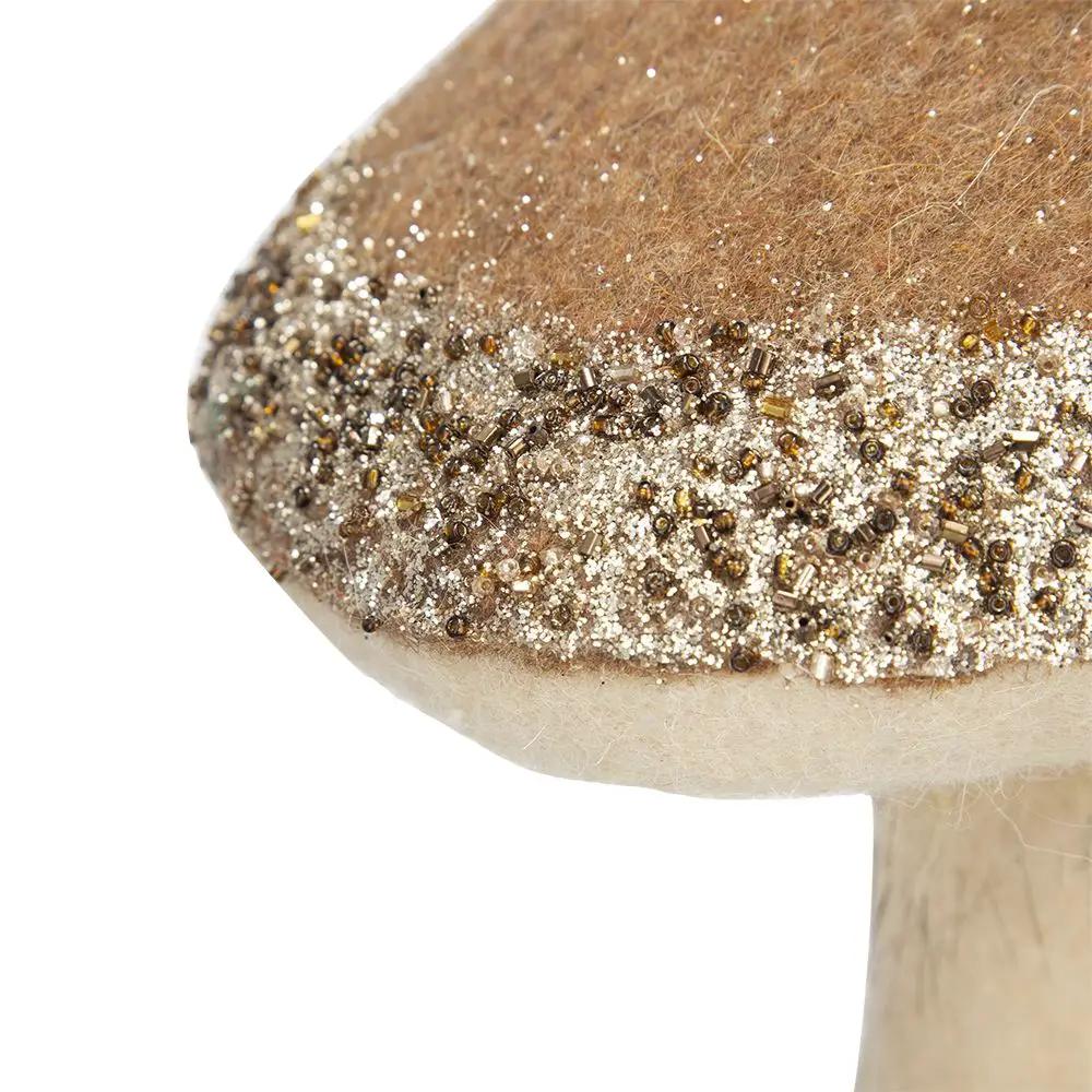 Mushroom Holiday Ornament, For Harvest Festival Fall Festival & Thanksgiving Table Decorations (Set of 2) - Beige / Light Brown by Unique Piece Furniture