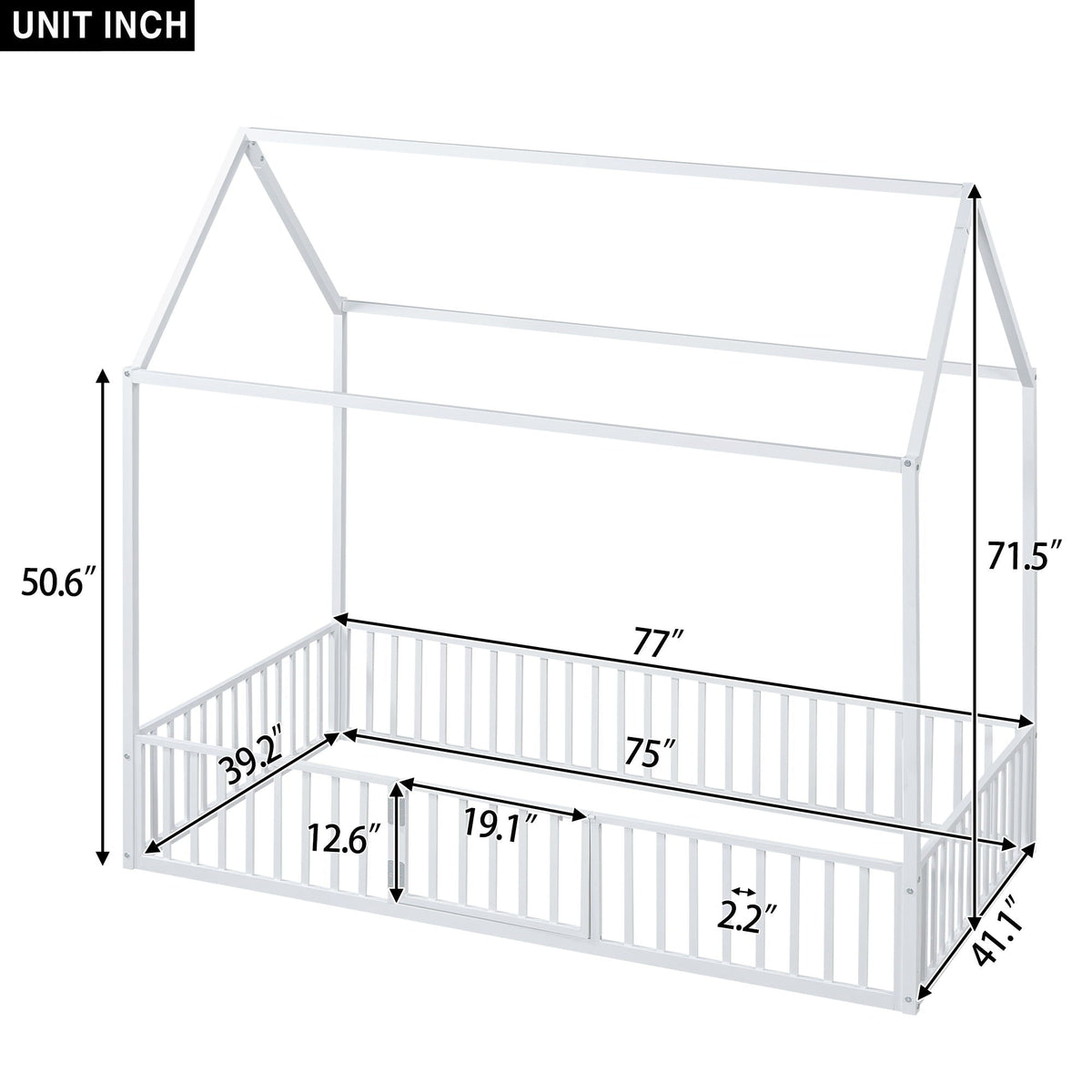 Metal House Bed With Fence And Door, photo 5 of 7