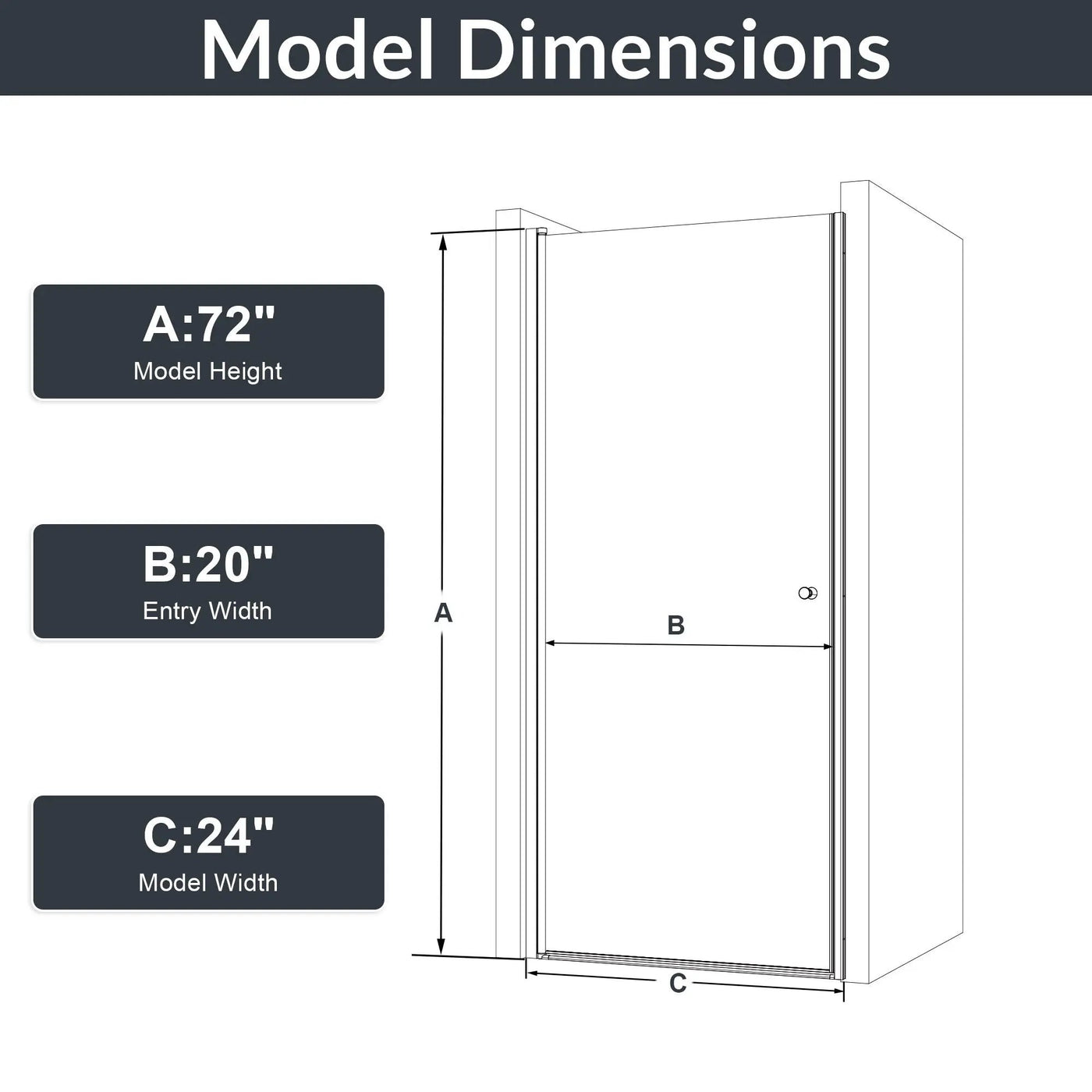Semi Frameless Circular Pivot Shower Door with 1/4" Tempered Glass by HouseOfZazla