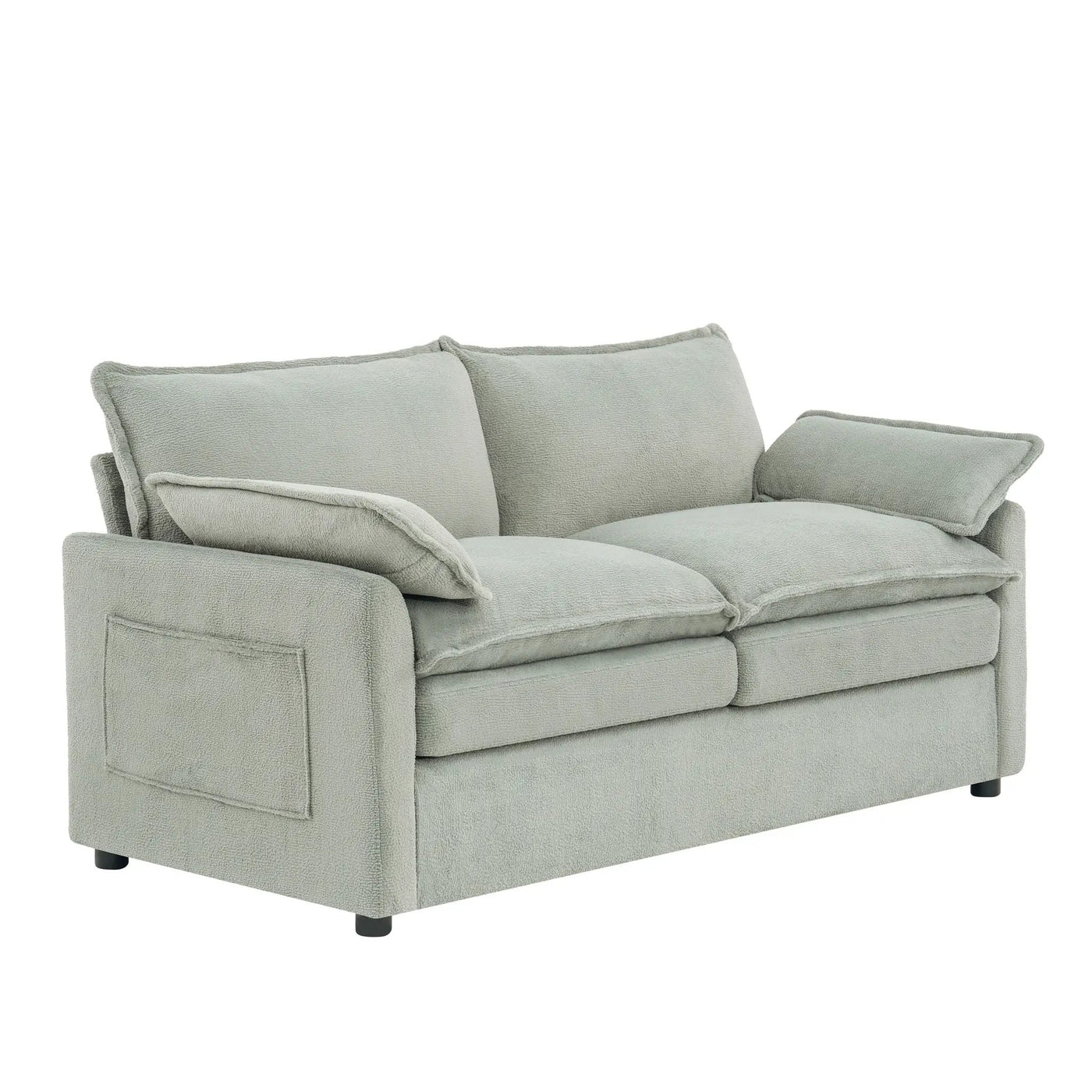 Modern Loveseat Sofa, Upholstered Couch With Side Storage Pockets by HouseOfZazla