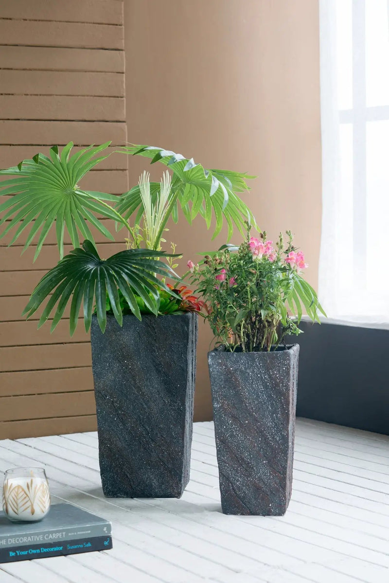 9.4x9.4x18.1" Cement Planter Large by HouseOfZazla