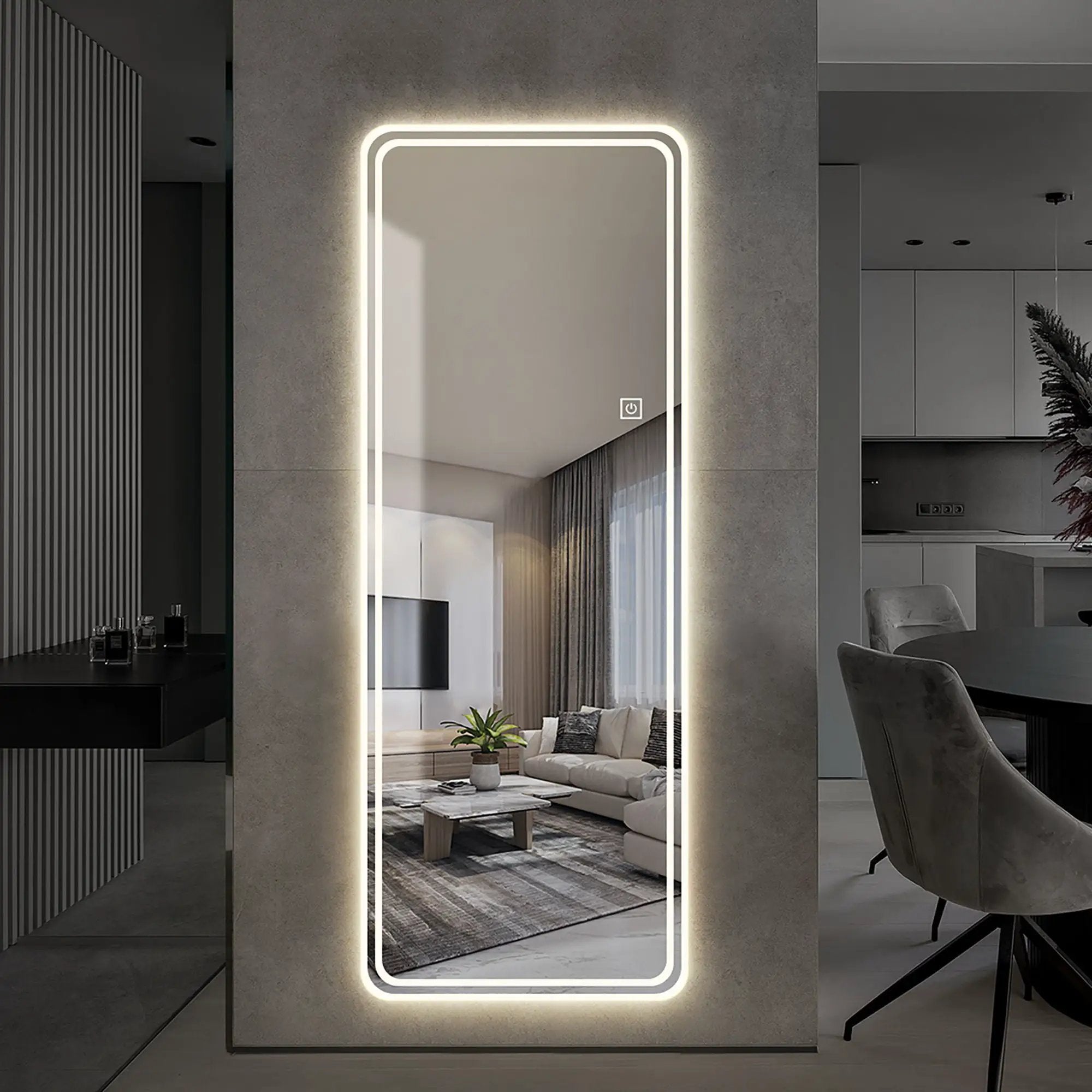 Full Length Floor Mirror LED with Dimming & 3 Color Modes by HouseOfZazla