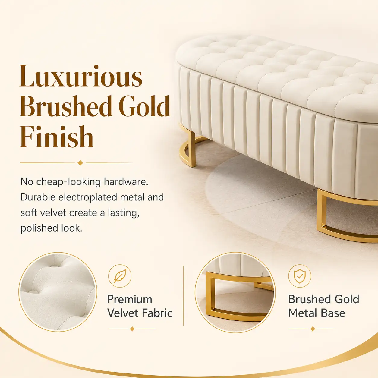Elegant Upholstered Velvet Storage Ottoman by HouseOfZazla