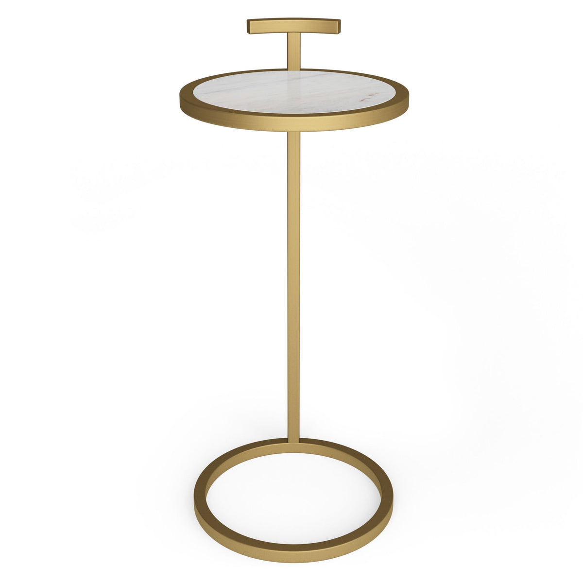 White Marble C Side Table with Gold Frame - Brook Collection, photo 3 of 5