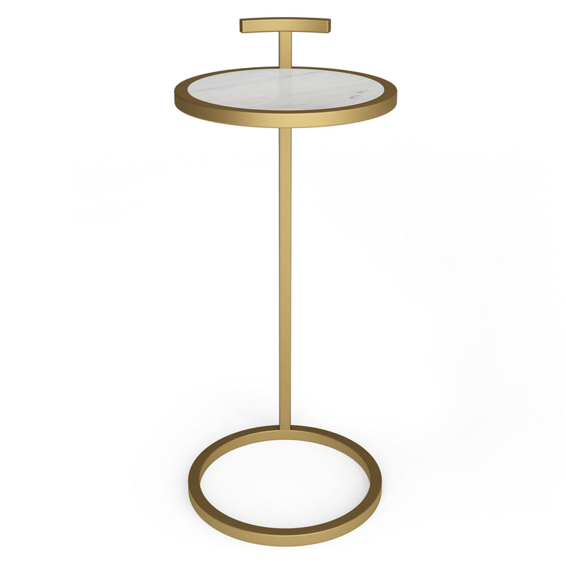White Marble C Side Table with Gold Frame - Brook Collection, photo 3 of 5