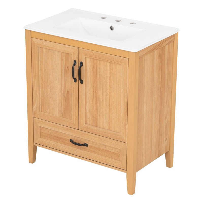 Elegant Fluted Bathroom Vanity With Sink, Soft Close Doors & Drawer by HouseOfZazla