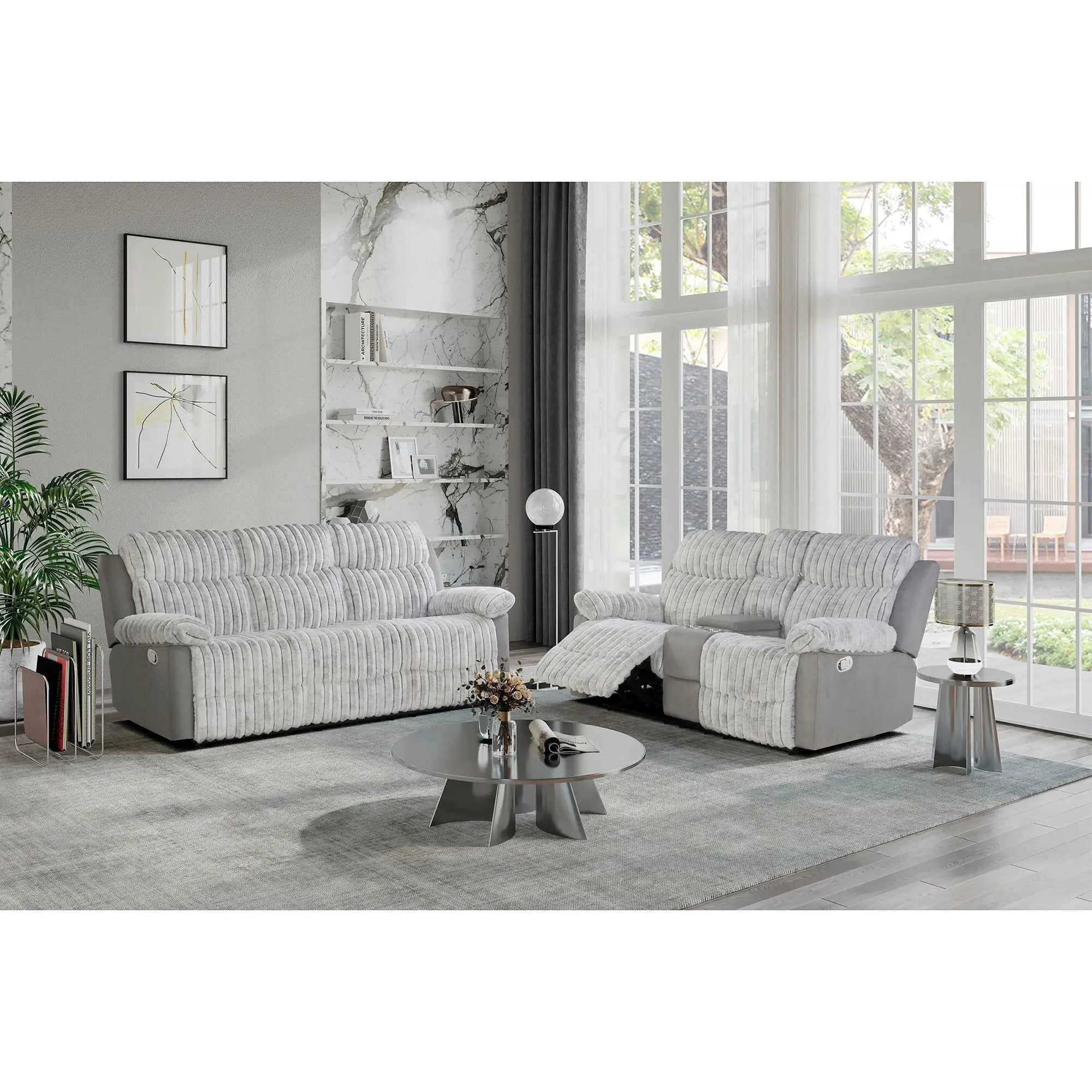 Bruni - Console Reclining Loveseat With Manual Recline by HouseOfZazla