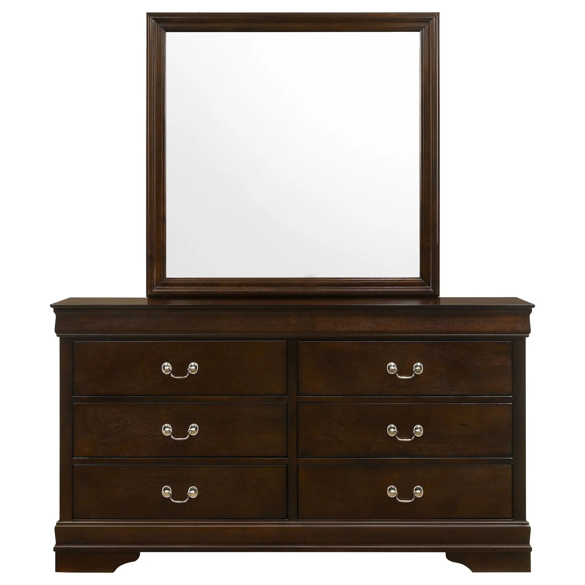 Louis Philippe 6-drawer Dresser with Mirror Cappuccino by Unique Piece Furniture