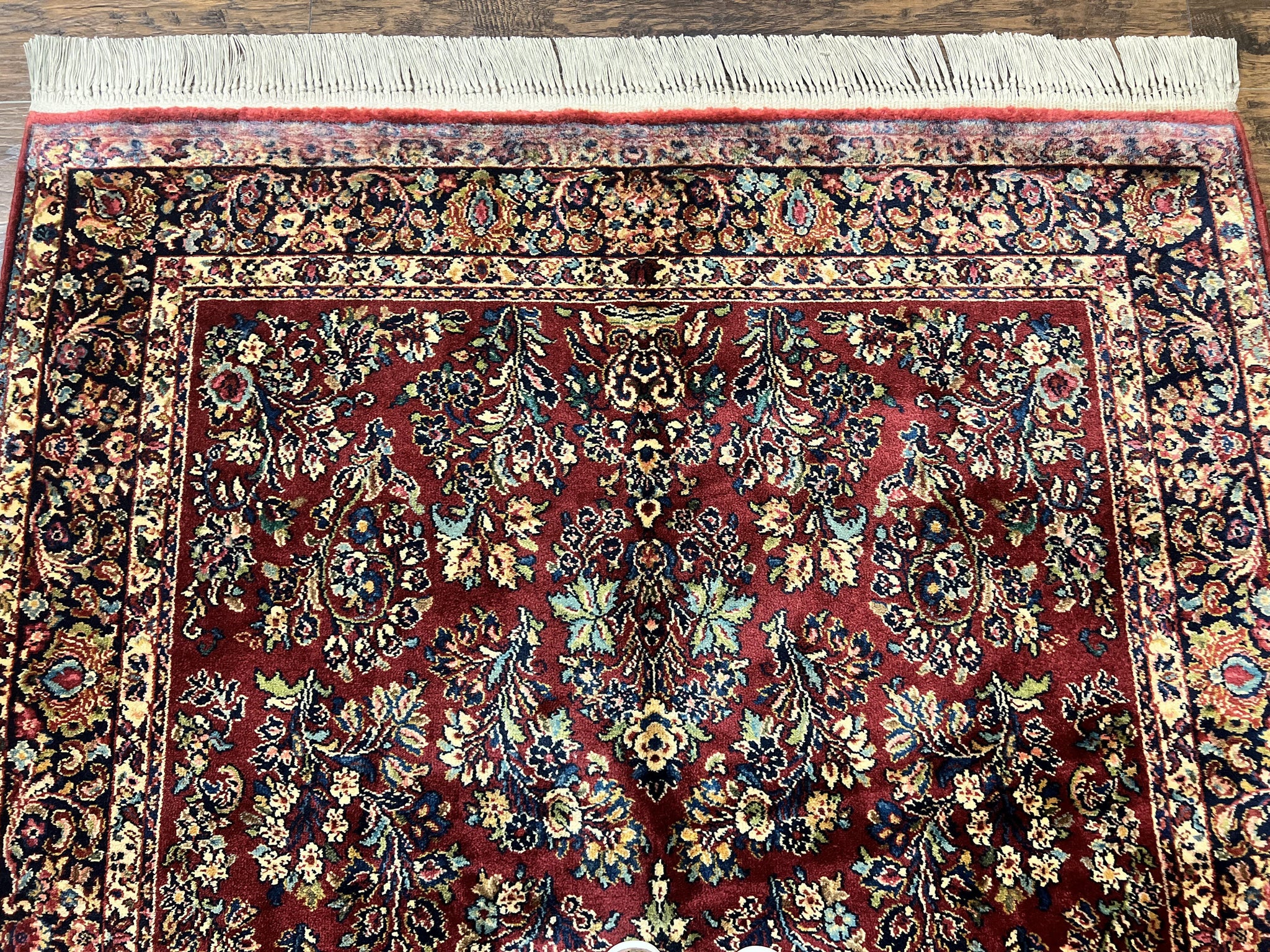 Karastan Rug 5.9 x 9 Red Sarouk #785, Wool Original 700 Series, Vintage by Jewel Rugs