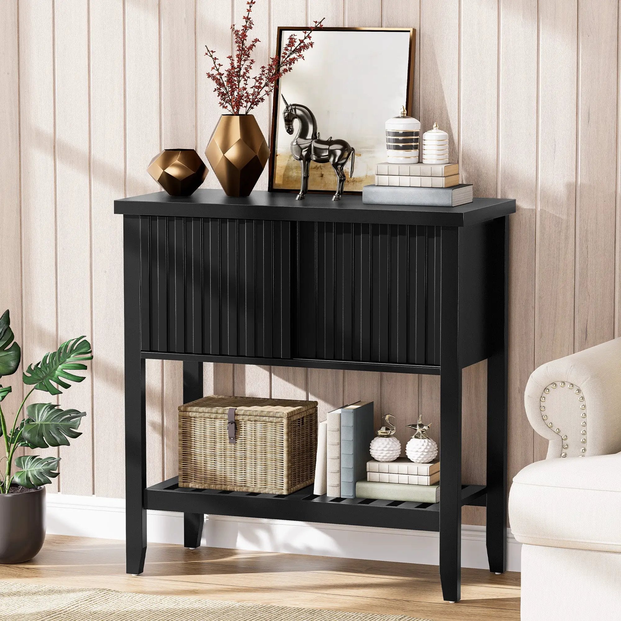 31.5" Entryway Console Table with Sliding Drawer Doors by HouseOfZazla