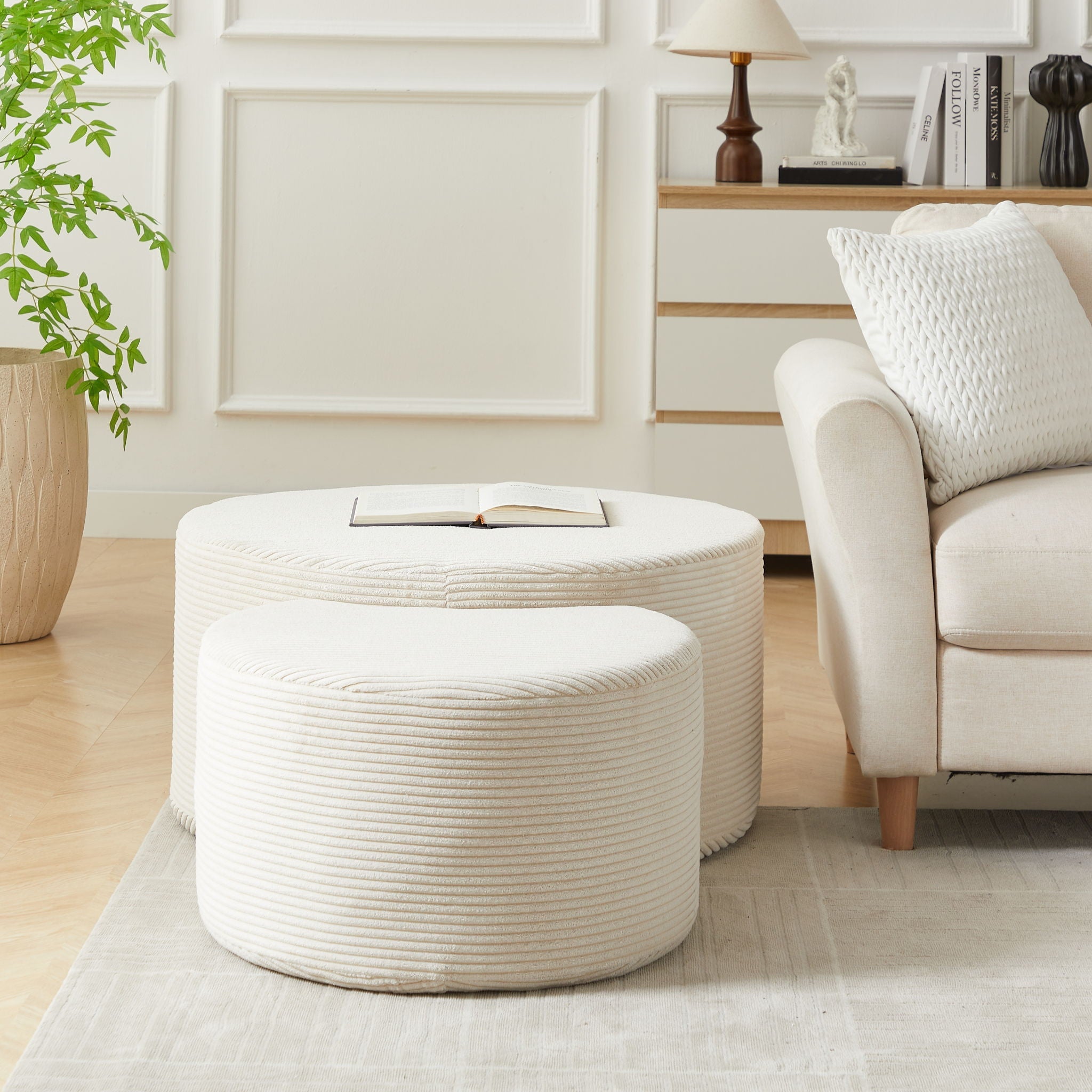 Modern Upholstered Round Coffee Table For Living Room (Set of 2) by HouseOfZazla
