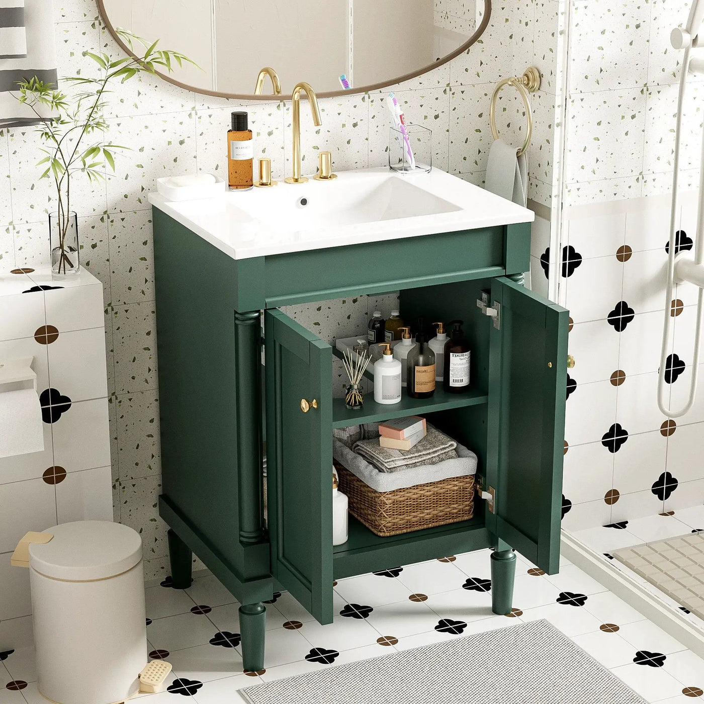 Bathroom Vanity With Top Sink, 2 Tier Storage Cabinet by HouseOfZazla