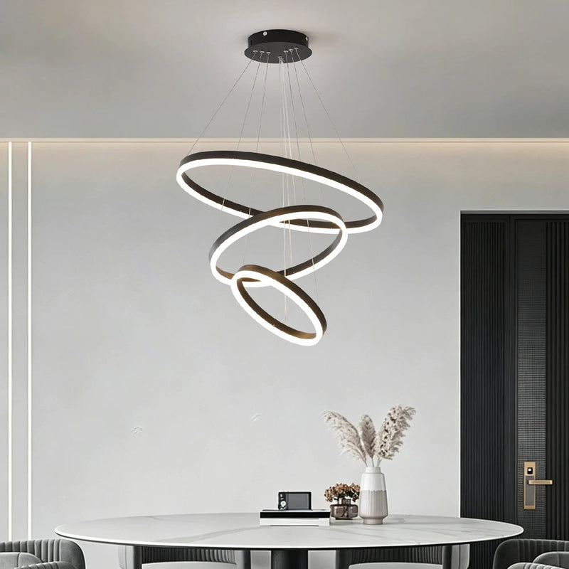 Modern 3 Rings Chandelier with Remote Control by HouseOfZazla