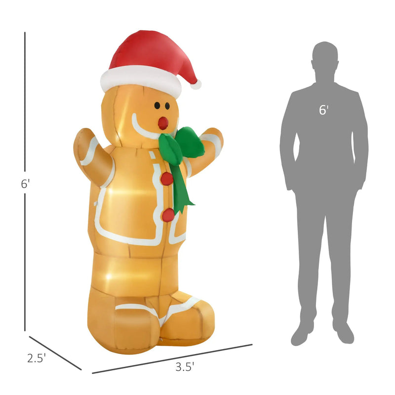 HOMCOM 6ft Christmas Inflatable Gingerbread Man by HouseOfZazla