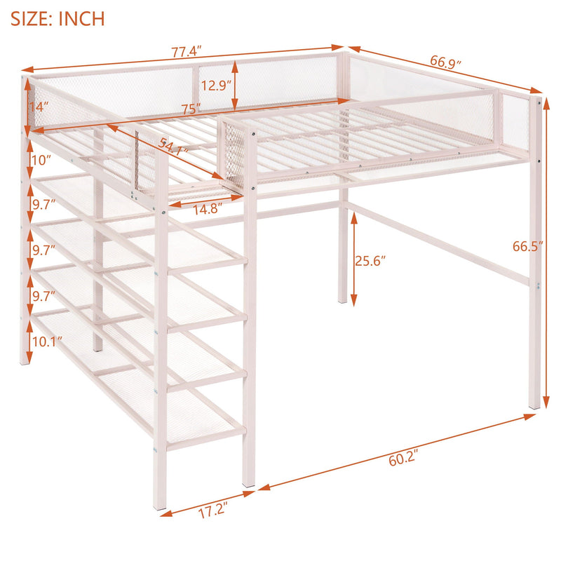 Loft Bed With 4 Tier Shelves And Storage by HouseOfZazla