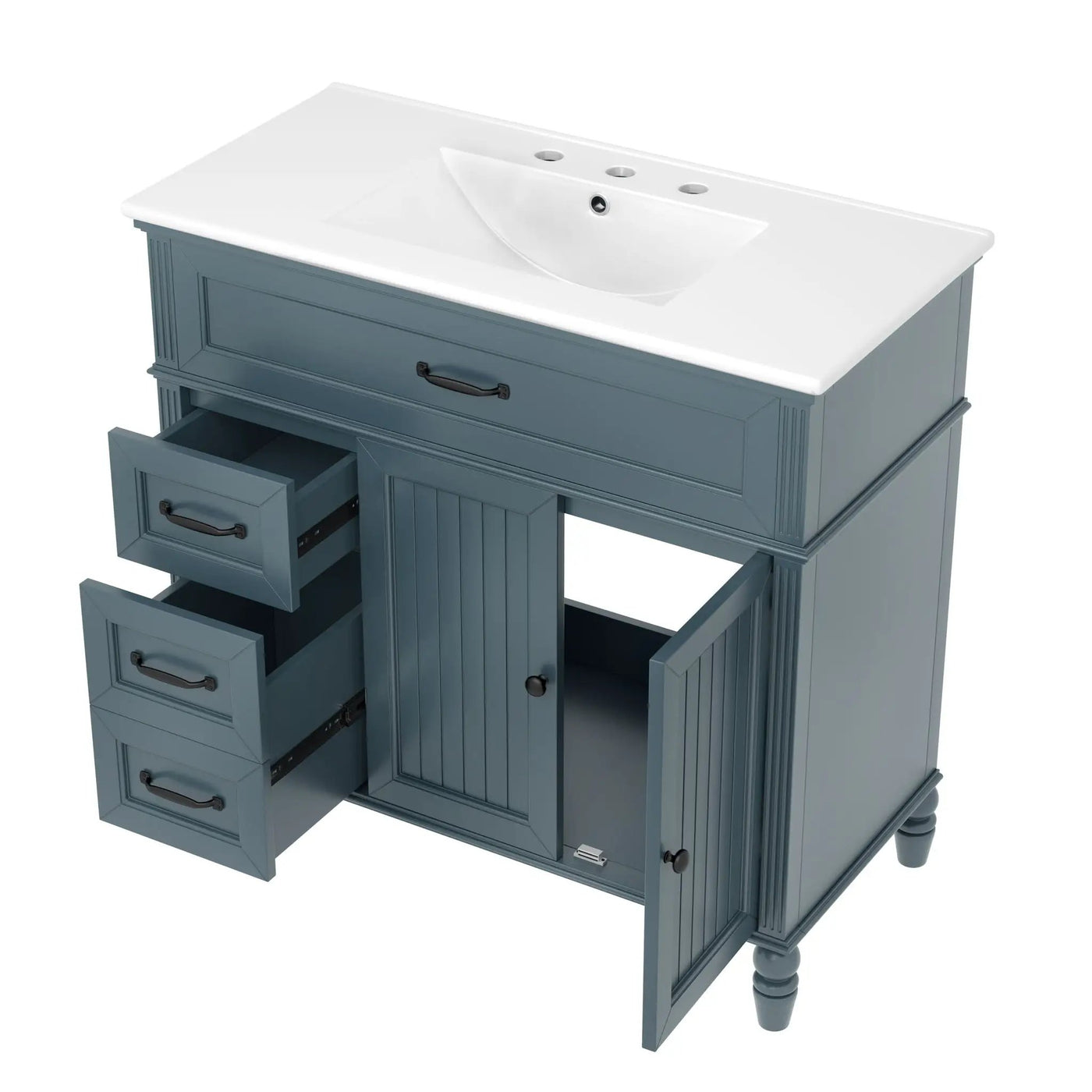 Bathroom Vanity With Sink, 2 Doors 2 Drawers, Freestanding Design by HouseOfZazla