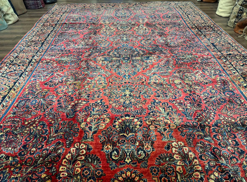Palace Size Persian Sarouk Rug 10x16, Rare Size, Red, Large Antique Persian Carpet by Jewel Rugs