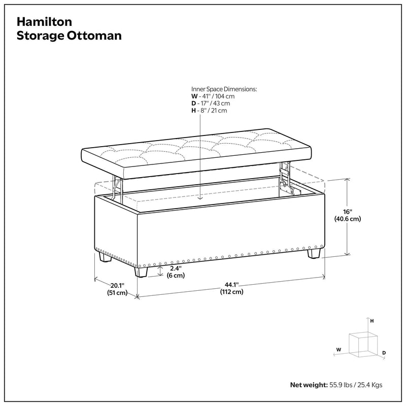 Hamilton - Upholstered Lift Top Rectangular Storage Ottoman by HouseOfZazla