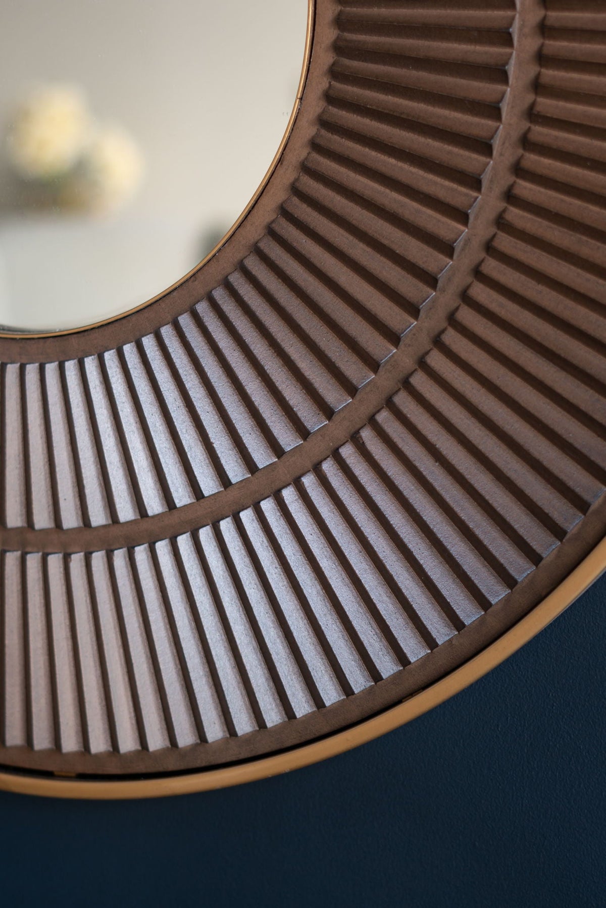 Round Wooden Wall Mirror with Iron Frame - Neutral Colorway, photo 15 of 21
