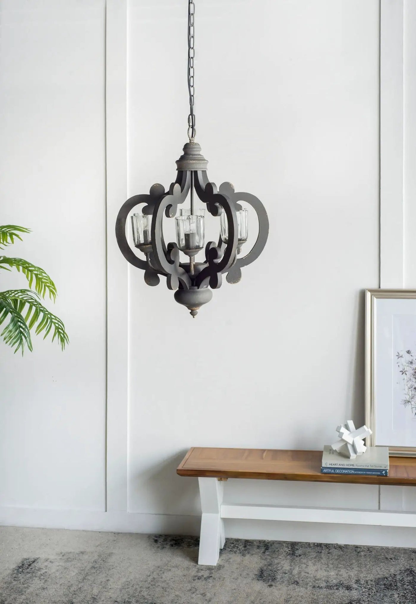 Farmhouse Chandelier, 6 Light Wood Chandelier Pendant Light Fixture With Adjustable Chain For Dining Room Living Room Entryway, Bulb Not Included by Unique Piece Furniture