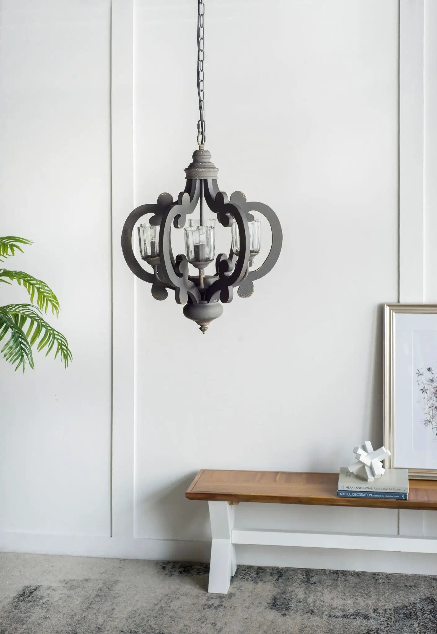 Farmhouse Chandelier, 6 Light Wood Chandelier Pendant Light Fixture With Adjustable Chain For Dining Room Living Room Entryway, Bulb Not Included by Unique Piece Furniture