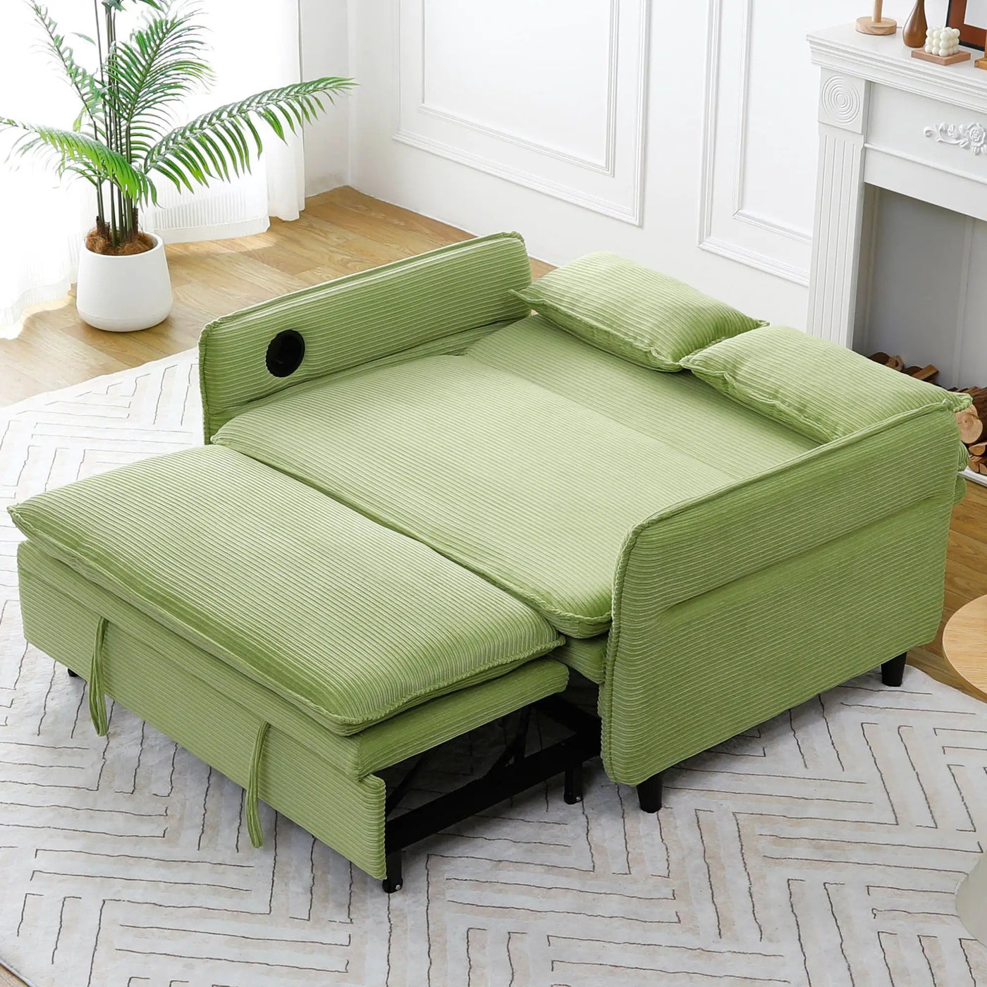 Modern Fabric Multi-Functional Sofa Bed With Adjustable Armrests And Backrests by HouseOfZazla