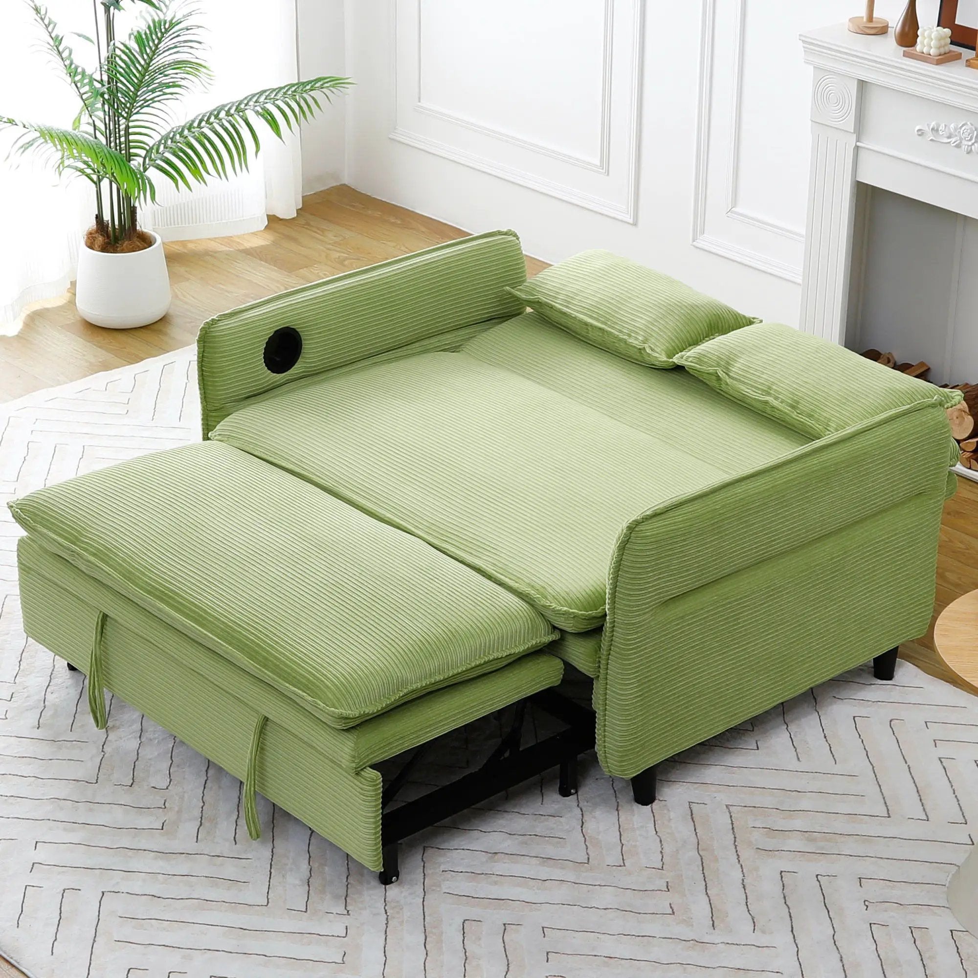 Modern Fabric Multi-Functional Sofa Bed With Adjustable Armrests And Backrests by HouseOfZazla