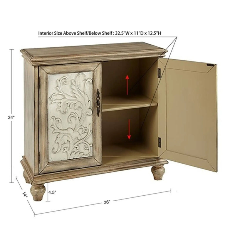 Driscoll - 2 Door Cabinet With Floral Design - Reclaimed Natural by HouseOfZazla