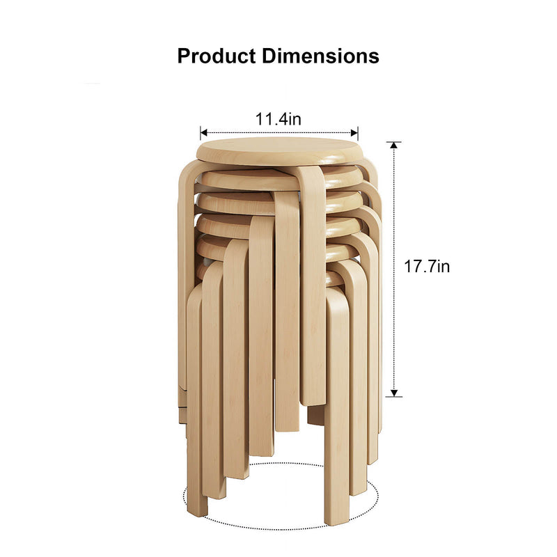 Stackable Bentwood Stool Set of 6, 18" Round Backless Stools by HouseOfZazla
