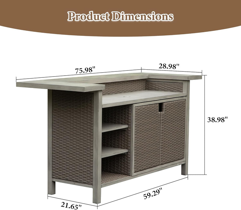 Patio Bar Table with Cabinet Storage, photo 3 of 8