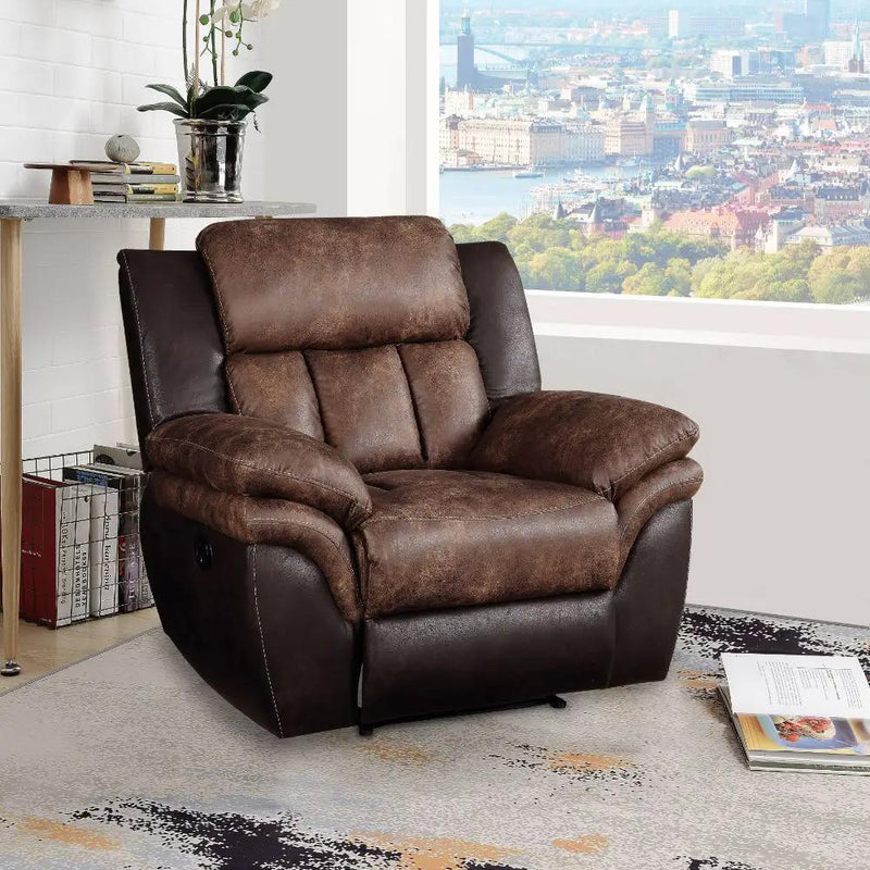 Jaylen - Motion Recliner - Toffee & Espresso Polished Microfiber by Unique Piece Furniture