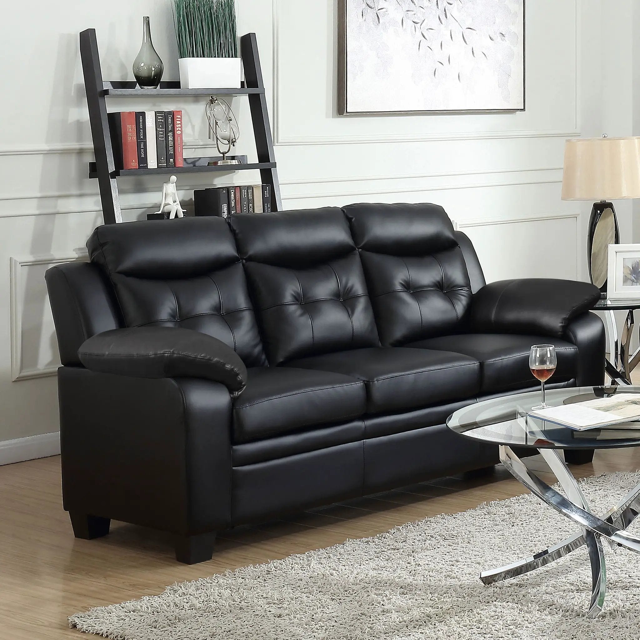 Finley Upholstered Padded Arm Tufted Sofa Black by Unique Piece Furniture