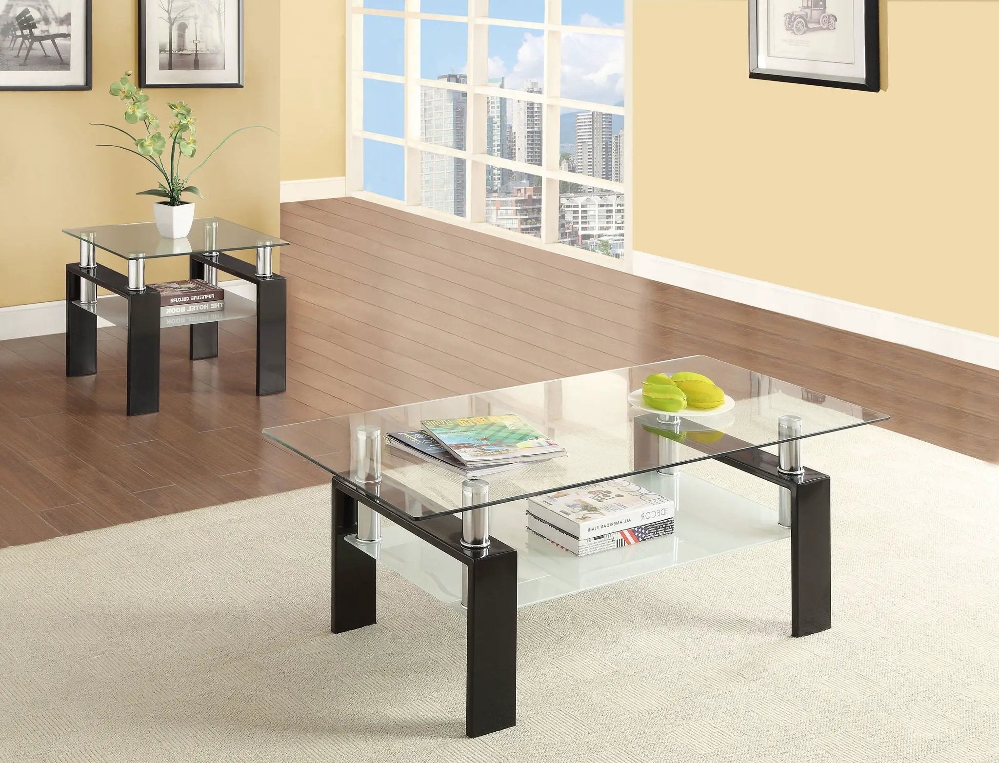 Dyer 2-piece Rectangular Coffee and End Table Set Black by Unique Piece Furniture