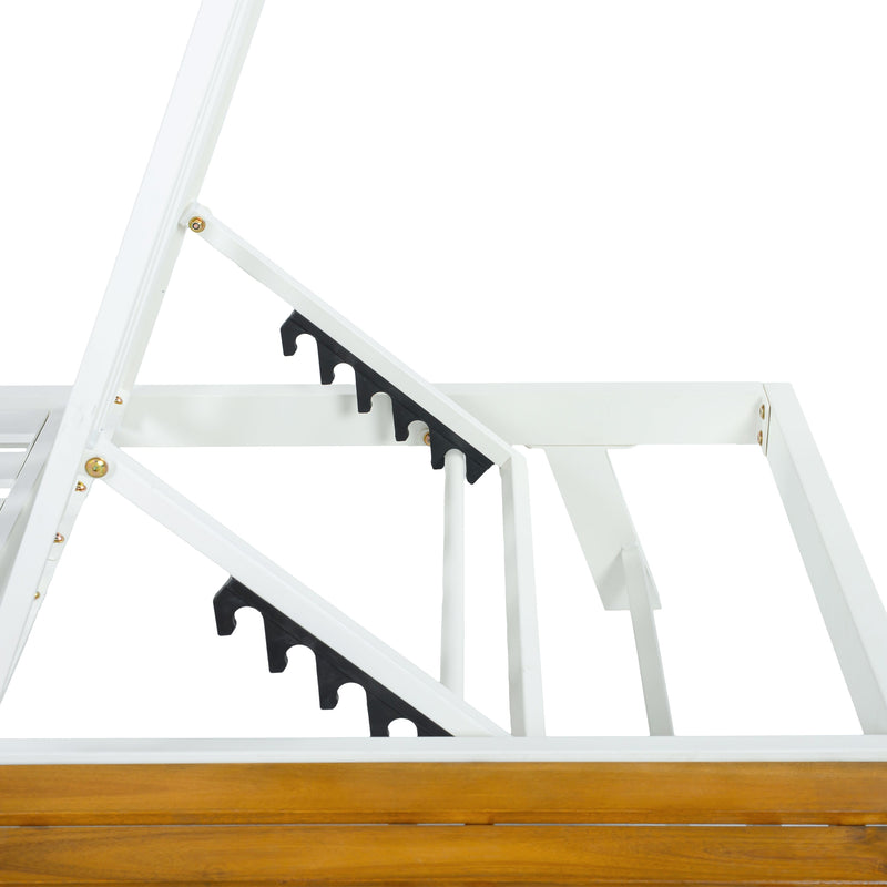 White Iron + Teak Finish Chaise Lounge Frame by HouseOfZazla