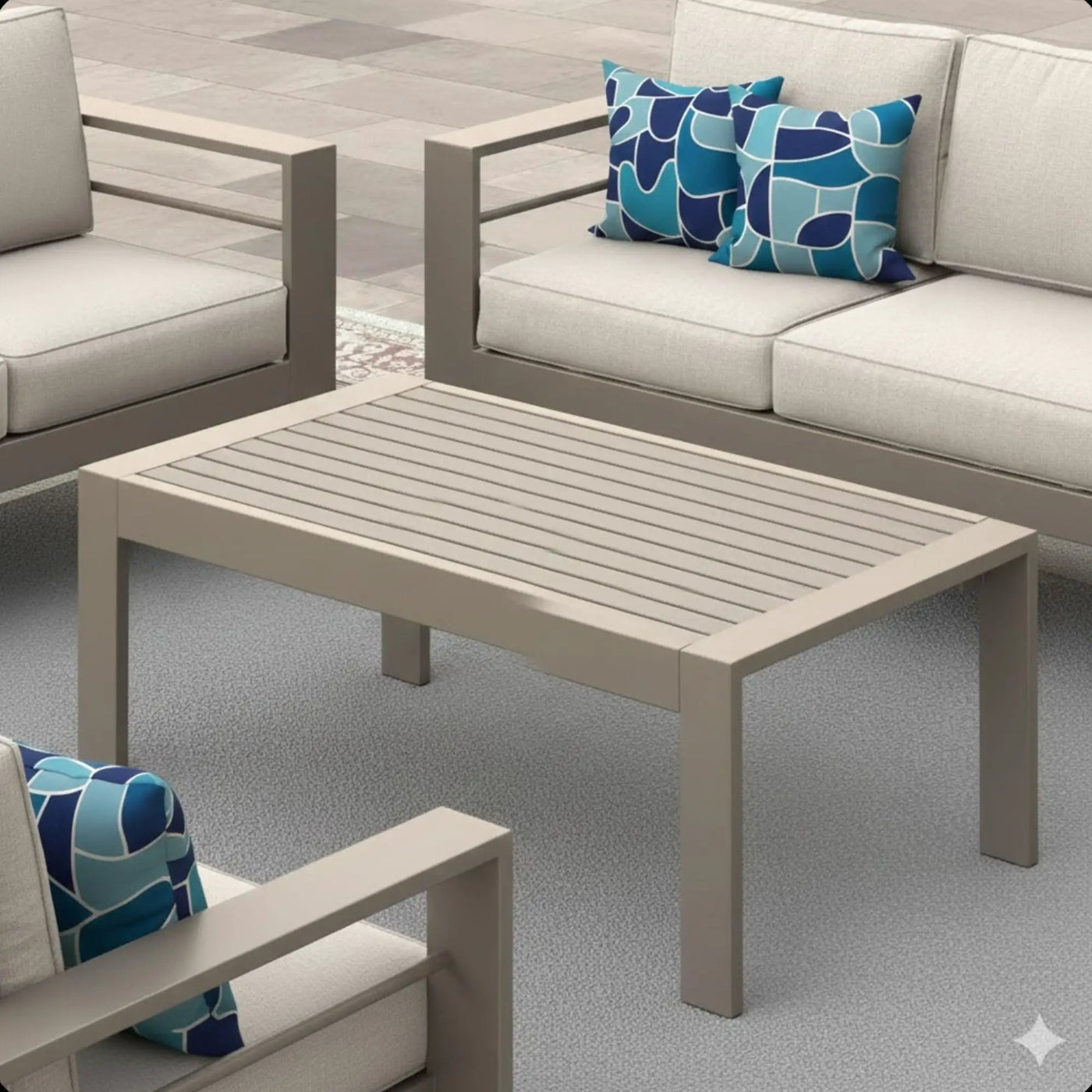 All-Weather Outdoor Coffee Table With Wood-Look Top by HouseOfZazla