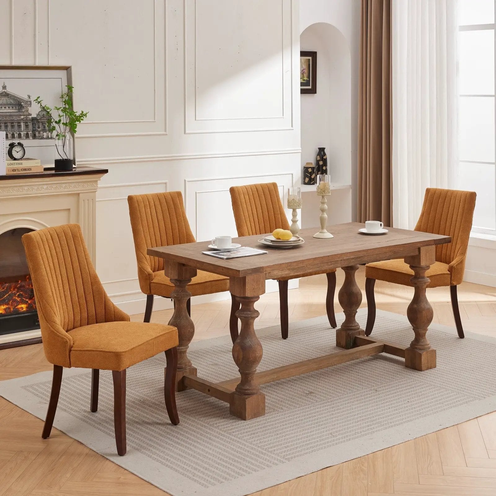 Set of 2 Rayon Cloth Flocking Linen Dining Chairs by BLAKHOM