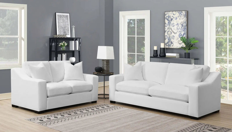 Ashlyn 2-piece Upholstered Sloped Arm Sofa Set White by Unique Piece Furniture